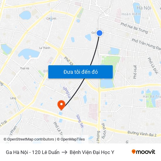 Ga Hà Nội - 120 Lê Duẩn to Bệnh Viện Đại Học Y map