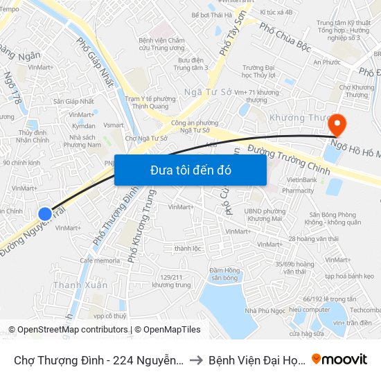 Chợ Thượng Đình - 224 Nguyễn Trãi to Bệnh Viện Đại Học Y map
