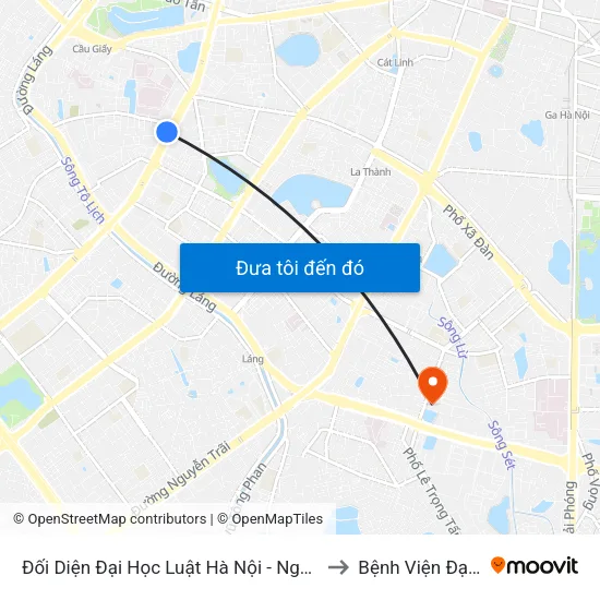 Đối Diện Đại Học Luật Hà Nội - Nguyễn Chí Thanh to Bệnh Viện Đại Học Y map