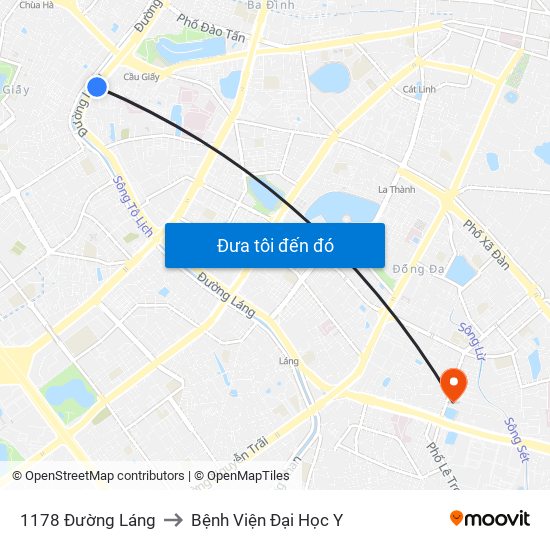 1178 Đường Láng to Bệnh Viện Đại Học Y map