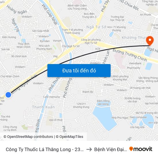 Công Ty Thuốc Lá Thăng Long - 235 Nguyễn Trãi to Bệnh Viện Đại Học Y map