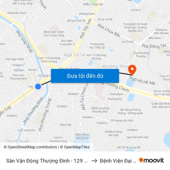 Sân Vận Động Thượng Đình - 129 Nguyễn Trãi to Bệnh Viện Đại Học Y map