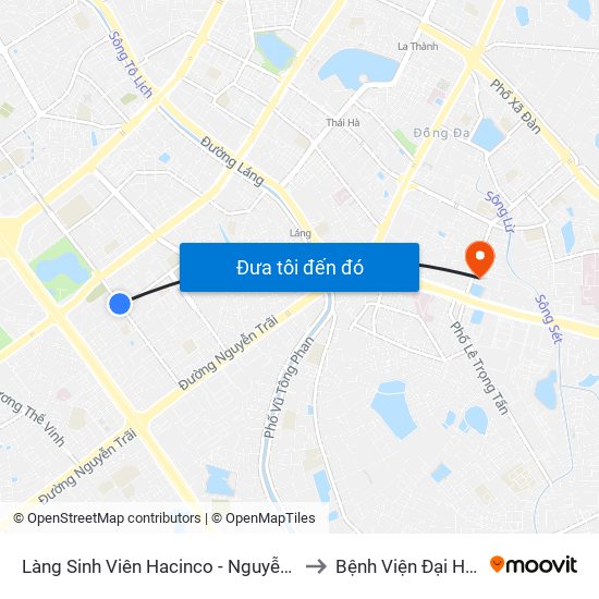 Làng Sinh Viên Hacinco - Nguyễn Tuân to Bệnh Viện Đại Học Y map