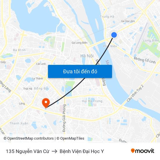 135 Nguyễn Văn Cừ to Bệnh Viện Đại Học Y map