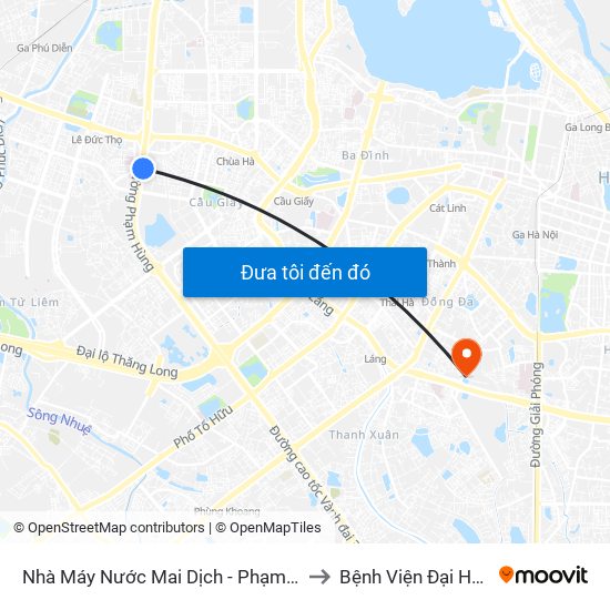 Nhà Máy Nước Mai Dịch - Phạm Hùng to Bệnh Viện Đại Học Y map