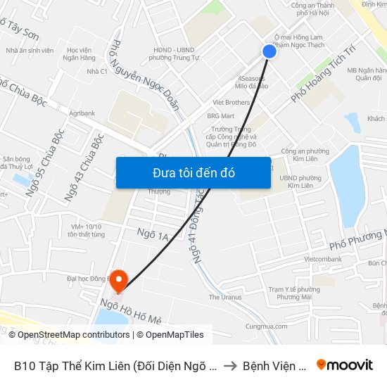 B10 Tập Thể Kim Liên (Đối Diện Ngõ 46b Phạm Ngọc Thạch) to Bệnh Viện Đại Học Y map