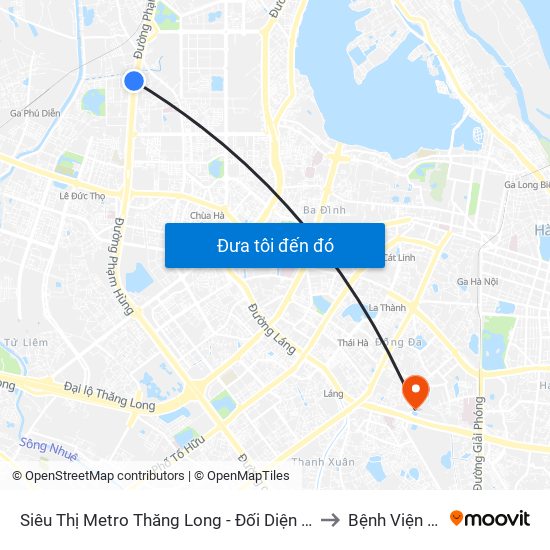Siêu Thị Metro Thăng Long - Đối Diện Ngõ 599 Phạm Văn Đồng to Bệnh Viện Đại Học Y map
