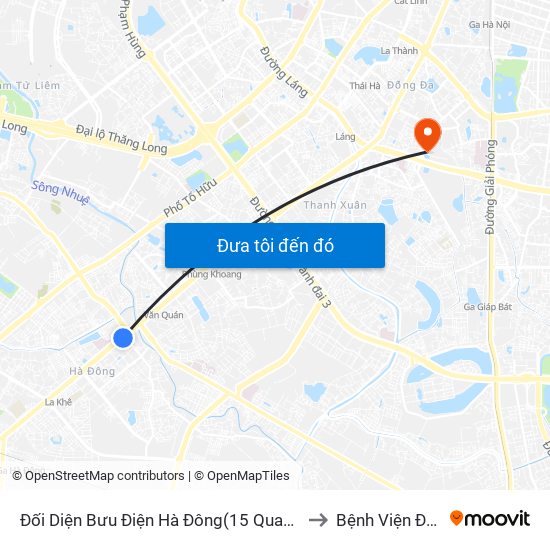 Đối Diện Bưu Điện Hà Đông(15 Quang Trung Hà Đông) to Bệnh Viện Đại Học Y map