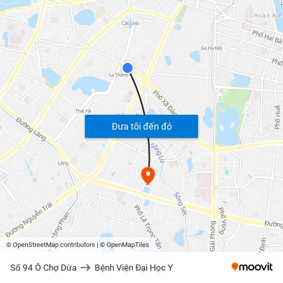 Số 94 Ô Chợ Dừa to Bệnh Viện Đại Học Y map