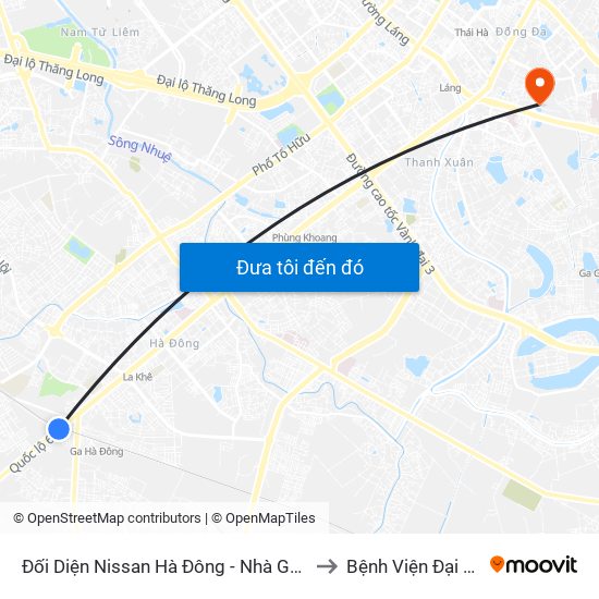 Đối Diện Nissan Hà Đông - Nhà Ga Văn Khê to Bệnh Viện Đại Học Y map