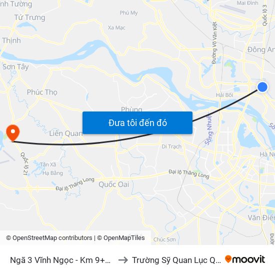 Ngã 3 Vĩnh Ngọc - Km 9+230 Quốc Lộ 3 to Trường Sỹ Quan Lục Quân Sơn Tây map