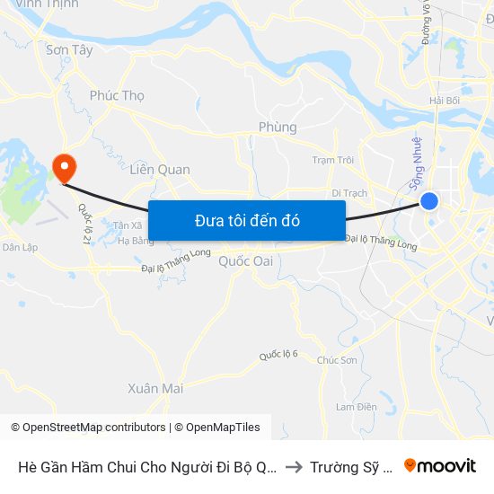 2b Phạm Văn Đồng to Trường Sỹ Quan Lục Quân Sơn Tây map