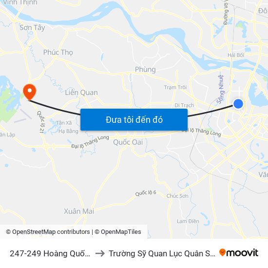 247-249 Hoàng Quốc Việt to Trường Sỹ Quan Lục Quân Sơn Tây map