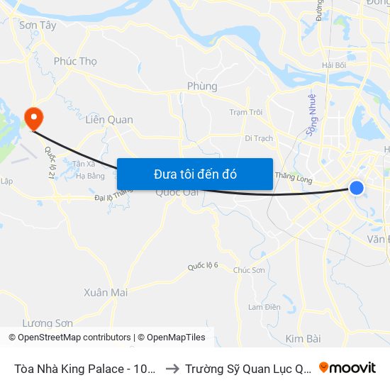 Tòa Nhà King Palace - 108 Nguyễn Trãi to Trường Sỹ Quan Lục Quân Sơn Tây map