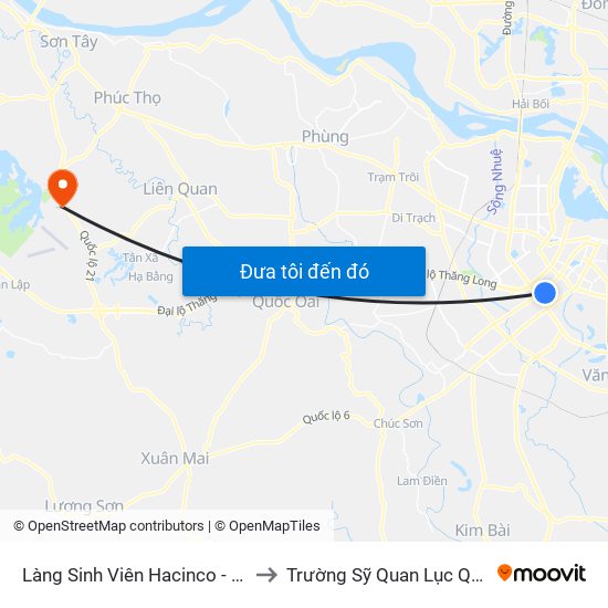 Làng Sinh Viên Hacinco - Nguyễn Tuân to Trường Sỹ Quan Lục Quân Sơn Tây map