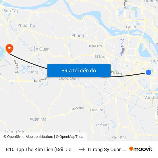 B10 Tập Thể Kim Liên (Đối Diện Ngõ 46b Phạm Ngọc Thạch) to Trường Sỹ Quan Lục Quân Sơn Tây map