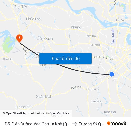Đối Diện Đường Vào Chợ La Khê (Qua Ga Metro La Khê) - 405 Quang Trung (Hà Đông) to Trường Sỹ Quan Lục Quân Sơn Tây map