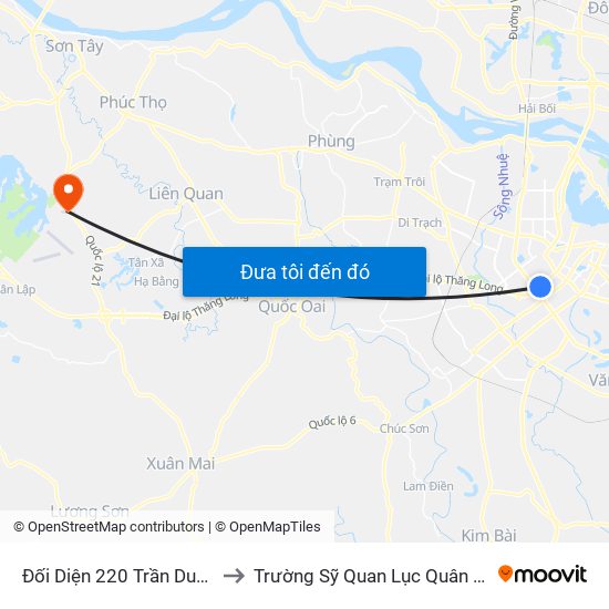 Đối Diện 220 Trần Duy Hưng to Trường Sỹ Quan Lục Quân Sơn Tây map