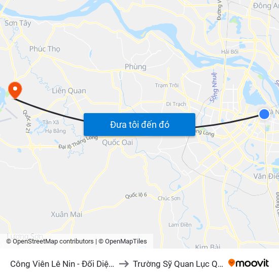 Công Viên Lê Nin - Đối Diện 35 Trần Phú to Trường Sỹ Quan Lục Quân Sơn Tây map