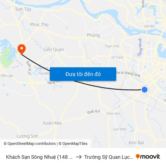Khách Sạn Sông Nhuệ (148 Trần Phú- Hà Đông) to Trường Sỹ Quan Lục Quân Sơn Tây map