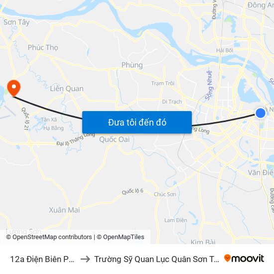 12a Điện Biên Phủ to Trường Sỹ Quan Lục Quân Sơn Tây map