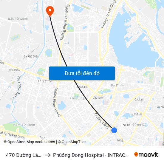 470 Đường Láng to Phùóng Dong Hospital - INTRACOM map