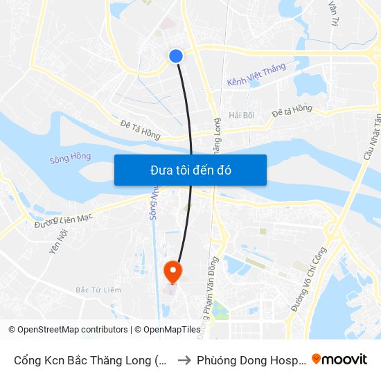 Cổng Kcn Bắc Thăng Long (Gần Cầu Vượt Bộ Hành) to Phùóng Dong Hospital - INTRACOM map