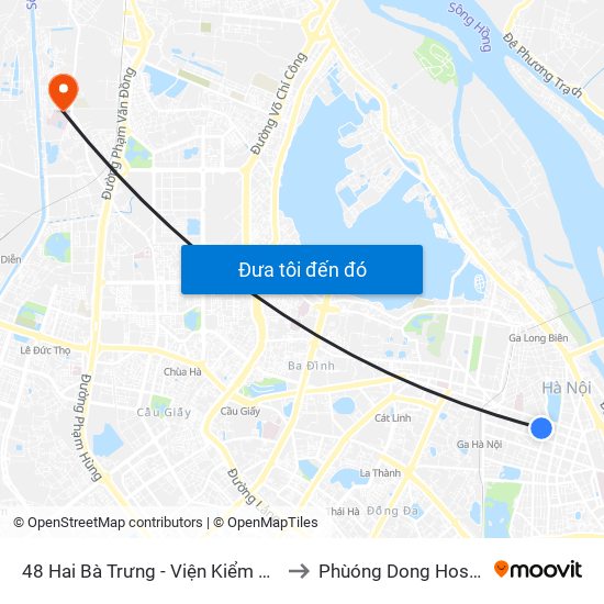 48 Hai Bà Trưng - Viện Kiểm Nghiệm Thuốc Trung Ương to Phùóng Dong Hospital - INTRACOM map