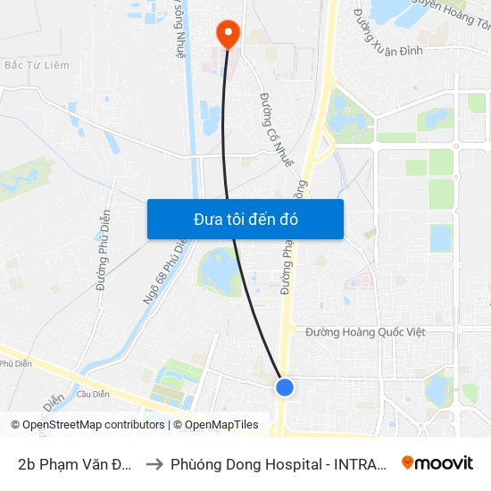 2b Phạm Văn Đồng to Phùóng Dong Hospital - INTRACOM map