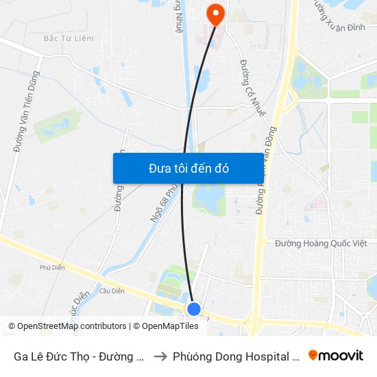 Ga Lê Đức Thọ - Đường Hồ Tùng Mậu to Phùóng Dong Hospital - INTRACOM map