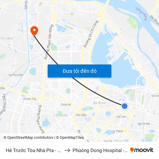 Hè Trước Tòa Nhà Pta - Số 1 Kim Mã to Phùóng Dong Hospital - INTRACOM map