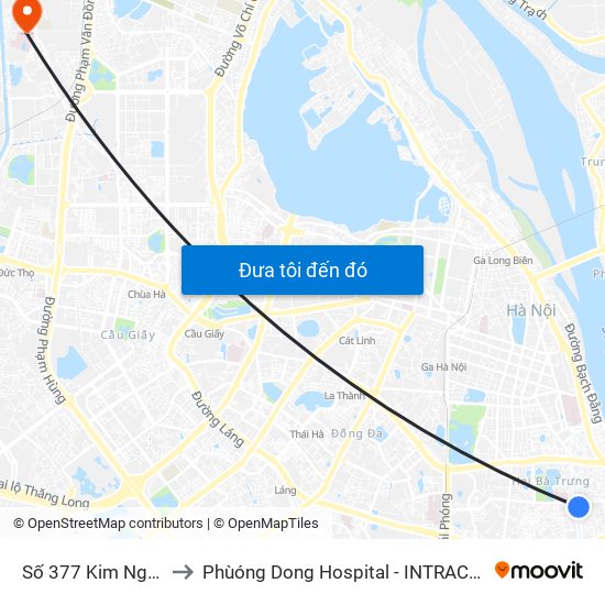 Số 377 Kim Ngưu to Phùóng Dong Hospital - INTRACOM map