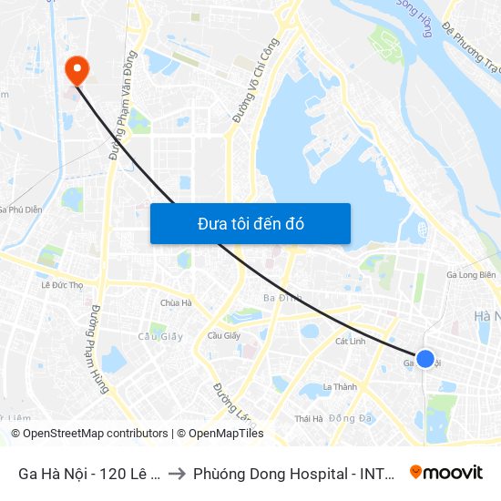 Ga Hà Nội - 120 Lê Duẩn to Phùóng Dong Hospital - INTRACOM map