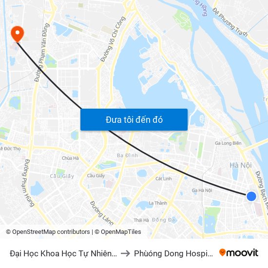 Đại Học Khoa Học Tự Nhiên - 19 Lê Thánh Tông to Phùóng Dong Hospital - INTRACOM map