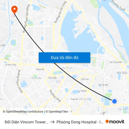 Đối Diện Vincom Tower - Bà Triệu to Phùóng Dong Hospital - INTRACOM map