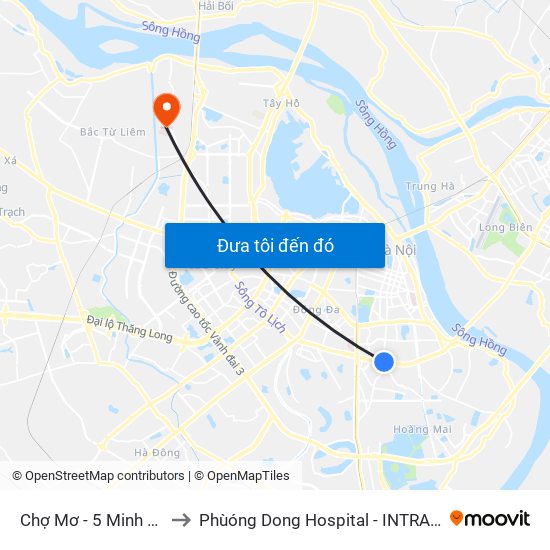 Chợ Mơ - 5 Minh Khai to Phùóng Dong Hospital - INTRACOM map