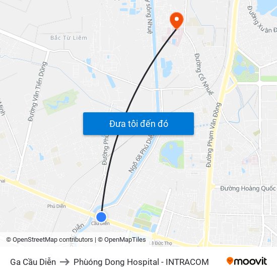 Ga Cầu Diễn to Phùóng Dong Hospital - INTRACOM map