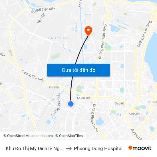 Khu Đô Thị Mỹ Đình Ii- Nguyễn Cơ Thạch to Phùóng Dong Hospital - INTRACOM map