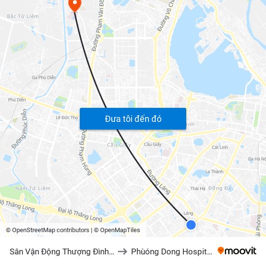 Sân Vận Động Thượng Đình - 129 Nguyễn Trãi to Phùóng Dong Hospital - INTRACOM map