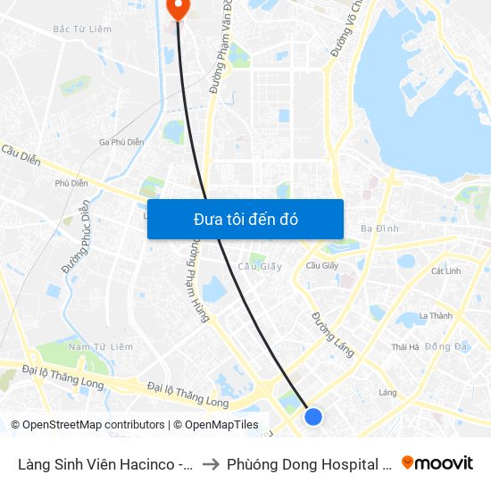 Làng Sinh Viên Hacinco - Nguyễn Tuân to Phùóng Dong Hospital - INTRACOM map