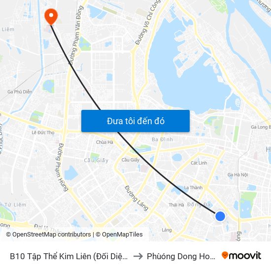 B10 Tập Thể Kim Liên (Đối Diện Ngõ 46b Phạm Ngọc Thạch) to Phùóng Dong Hospital - INTRACOM map