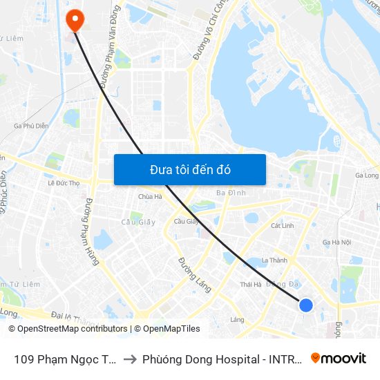 109 Phạm Ngọc Thạch to Phùóng Dong Hospital - INTRACOM map