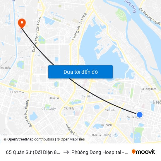 65 Quán Sứ (Đối Diện 80 Quán Sứ) to Phùóng Dong Hospital - INTRACOM map