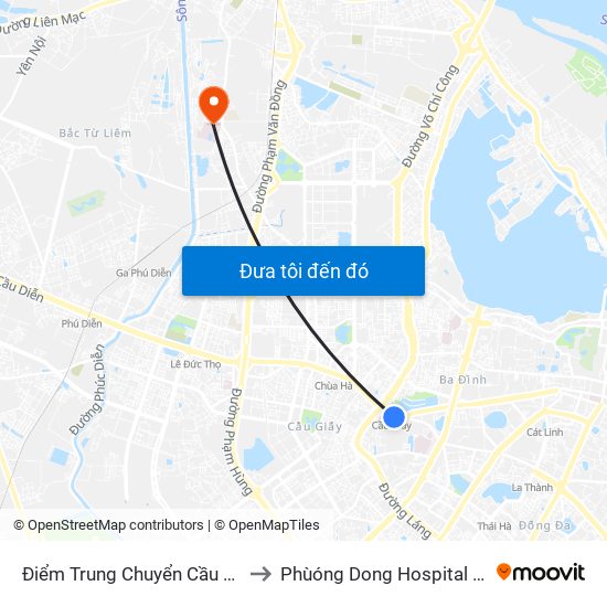 Điểm Trung Chuyển Cầu Giấy - Gtvt 02 to Phùóng Dong Hospital - INTRACOM map