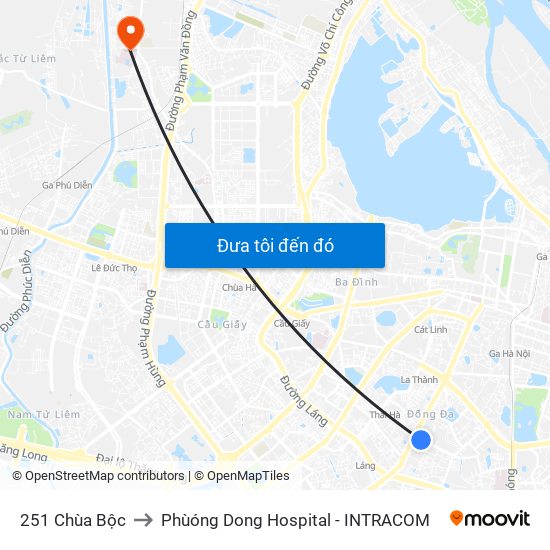 251 Chùa Bộc to Phùóng Dong Hospital - INTRACOM map