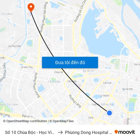 Công Ty In Thương Mại & Dịch Vụ Ngân Hàng - Số 10 Chùa Bộc to Phùóng Dong Hospital - INTRACOM map
