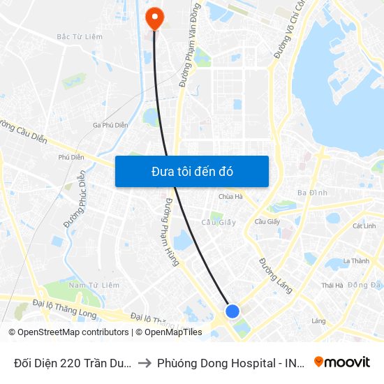 Đối Diện 220 Trần Duy Hưng to Phùóng Dong Hospital - INTRACOM map