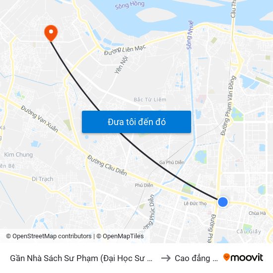 Gần Nhà Sách Sư Phạm (Đại Học Sư Phạm Hà Nội) - 136 Xuân Thủy to Cao đẳng BN Tây Hà map