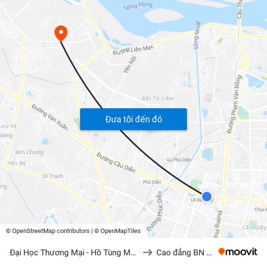 Đại Học Thương Mại - Hồ Tùng Mậu (Cột Sau) to Cao đẳng BN Tây Hà map