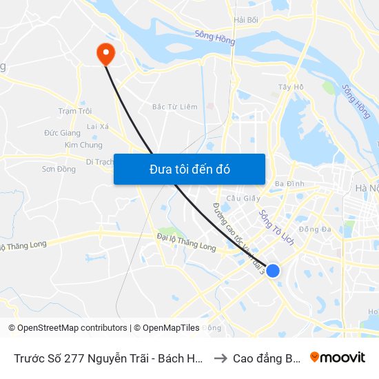 Trước Số 277 Nguyễn Trãi - Bách Hóa Giày Thượng Đình to Cao đẳng BN Tây Hà map